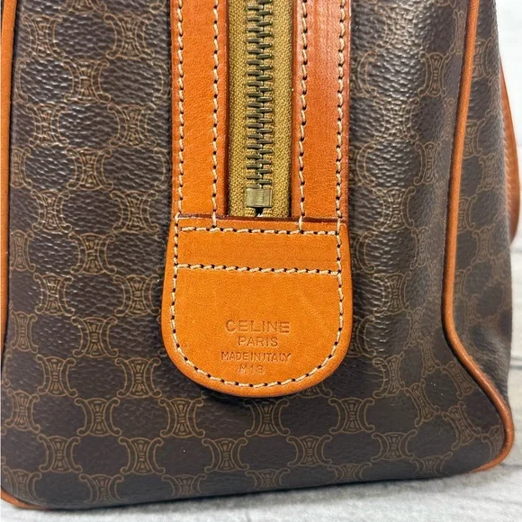 Celine Macadam Boston Brown Monogram Canvas Leather Handbag - Picture 6 of 16